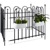 Relaxdays Gartenzaun Metall Goth schwarz 4er Set