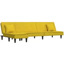 vidaXL Schlafsofa in L-Form Gelb 255x140x70 cm Samt