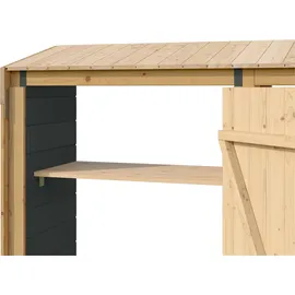 Weka Kaminholzregal WEKA "optionale Erweiterung für Gartenhaus Killarney", anthrazit, eiche hell, B:299cm H:211cm T:50cm, Holz, Kaminholzlager, Kaminholzregal, verschiedene Farben und Größen