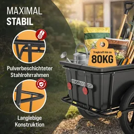 monzana Transportanhänger inkl. 90L Kunststoffwanne und Kupplung schwarz