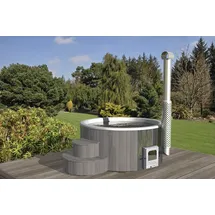 Wolff Finnhaus Hot Tub de luxe 200 cm hellgrau mit weißem Einsatz