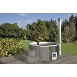 Wolff Finnhaus Hot Tub de luxe 200 cm hellgrau mit weißem Einsatz