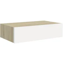 vidaXL Wandregal mit Schublade 40 x 23,5 x 10 cm Eichen-Optik und Weiß