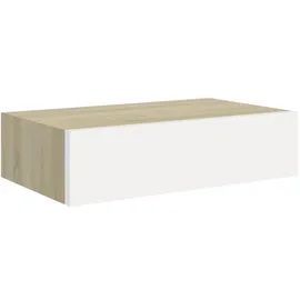 vidaXL Wandregal mit Schublade 40 x 23,5 x 10 cm Eichen-Optik und Weiß