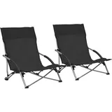 Teenpull – Klappbare Strandstühle 2 Stk. Schwarz Stoff