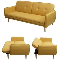 Mendler Schlafsofa HWC-J18, Couch Klappsofa Gästebett Bettsofa, Schlaffunktion Stoff/Textil 185cm - gelb