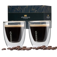 Königsglas Espressoglas Espresso Glas Set 80 ml doppelwandige Espressotassen, Thermogläser, handgefertigte Kaffee Gläser 2/4er Set Cappuccino Latte Macchiato weiß