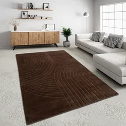 Wollteppich MY HOME "Gabbo Design, Handweb Teppich, reine Wolle, handgewebt" Gr. 3, braun, B:120cm H:14mm L:180cm, Wolle, Teppiche, Hoch-Tief-Effekt, reine Wolle, Scandi-Look, Naturfaser, Handarbeit