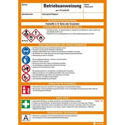 Betriebsanweisung Feststoffe, CLP/GHS, Kunststoff, 210x297mm, ASR A1.3, DIN EN ISO 7010