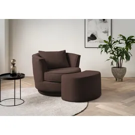 Home Affaire Drehsessel »MAISIE, Love Seat,Lese-Sessel,Sessel-Set, mit Hocker« 2 Stk. tlg. in MEGA CORD und Web-Velours, drehbar 360 Grad mit Hocker, braun