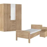 Rauch Schlafzimmer-Set Komplettschlafzimmer Schlafzimmer EVELYN, (Set, 3-tlg., inkl. SOFT-CLOSE-FUNKTION), Schrank und Bett in 2 Breiten, Nachttisch mit Paneel MADE IN GERMANY braun