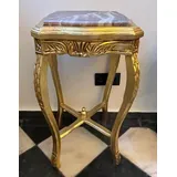 Casa Padrino Barock Beistelltisch Gold/Grau - Quadratischer Antik Stil Tisch mit Marmorplatte - Barockstil Wohnzimmer Möbel im Barockstil - Barock Möbel