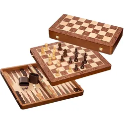 Philos-Spiele Schach-Backgammon-Dame-Set, Feld 50 mm 2520