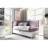 Fun Möbel Boxspringbett Gästebett Kinderbett FINJA Nr.3 100x200cm Weiss-Rosa Seite links),