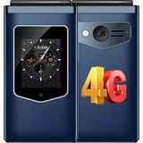 HAMTOD T8 Klapphandy Seniorenhandy Handy Ohne Vertrag Rentner Tastenhandy 2,8 Zoll Farbdisplay 1500mAh Akku, SOS Notruftaste, Taschenlampe, Blau - Blau
