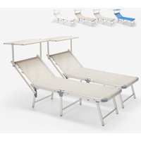 2er Set Sonnenliegen Strandliegen Liegestühle aus Aluminium Gabicce Gold