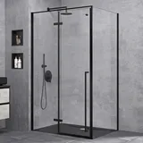SoGood doporro Duschkabine Duschabtrennung schwarz 90x100x195cm Eckdusche mit Duschwanne ESG-Sicherheitsglas Klarglas inkl. beidseitiger