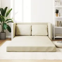 Keyroto Schlafsofa Sofa mit schlaffunktion Schlafcouch Sofa Bed Sofabett Sofa mit schlaffunktion fürsWohnzimmer Schlafzimmer Heimkino Gästezimmer-Creme-Kunstleder
