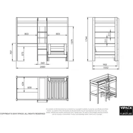 Vipack Furniture Bettschublade Pino, weiß