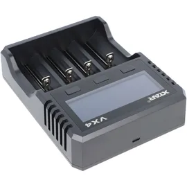 XTAR VX4 Ladegerät, lädt 1,5V, 3,7V Li-Ion Akkus, 3,2V LiFePO4 und 1,2V NiMH Akkus, ohne Netzteil