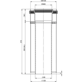 ATEC Rohr PolyClassic kürzbar, konzentrisch,, DN 80/125, 255 mm