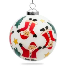 SIKORA K08-85 Weihnachtsmänner Glaskugel Weihnachtskugel Innenglasmalerei D: 7,5 cm