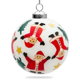 SIKORA K08-85 Weihnachtsmänner Glaskugel Weihnachtskugel Innenglasmalerei D: 7,5 cm