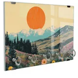 DEQORI Schlüsselbrett 'Wo die Sonne tanzt', (1 St), Schlüsselhalter Schlüssel Haken Schlüsselboard modern Schlüsselleiste grün|orange