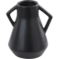 Blumenvase Urne FERMI handgefertigt Dolomit 20 cm Schwarz