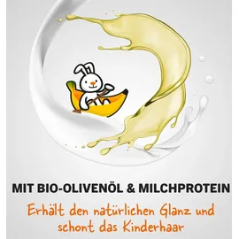 Sanosan Shampoo Pfirsich für Kinder & Babys 200 ml - Haarshampoo mit Bio Olivenextrakt & Milchprotein - Haarpflege, Haar Shampoo für Kind & Baby