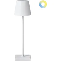 Beliani Kabellose LED Tischlampe BACEIRO mit Dimmer Metall Weiß