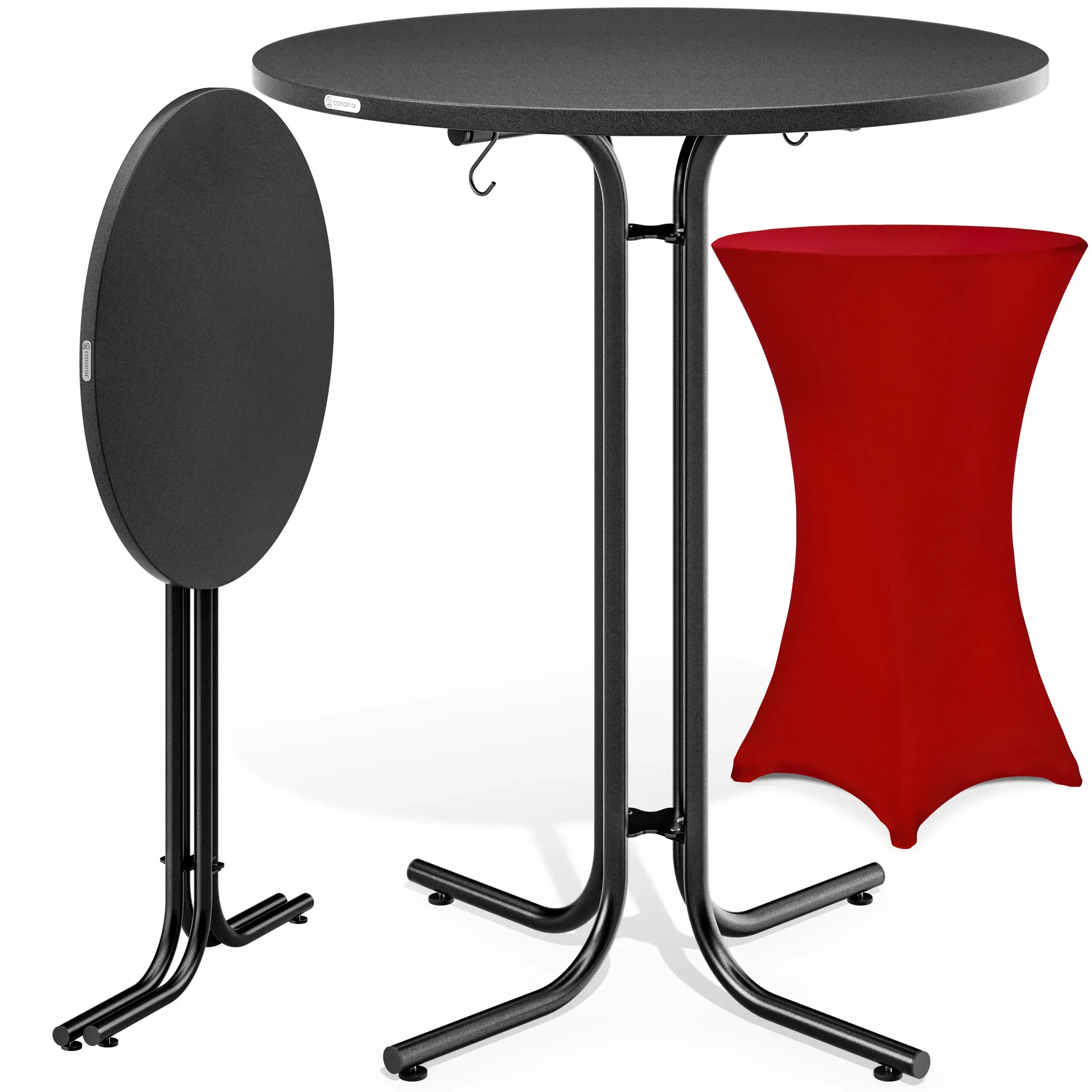 Bar table grey 110x80cm + bar table cover Bordeaux Ø80cm
