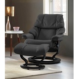 Stressless Relaxsessel STRESSLESS Reno Sessel Gr. Microfaser DINAMICA, Classic Base Schwarz-S, Relaxfunktion-Drehfunktion-PlusTMSystem-Gleitsystem, B/H/T: 75 cm x 96 cm x 75 cm, grau (charcoal dinamica) Lesesessel und Relaxsessel