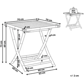 Beliani Couchtisch MOLISE Heller Holzfarbton 70x70x73
