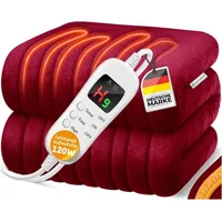 Kesser - Heizdecke Aus Plüsch Tüv Süd Gs Geprüft Elektrische Wärmedecke Mit Timer Abschaltautomatik Kuscheldecke 9 Temperaturstufen & Waschbar Bordeaux / 160 X 120 Cm