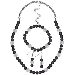 Steuer Set Collier Armband Ohrhaken Metall Amethyst lila Damen 