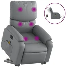 vidaXL Massagesessel mit Aufstehhilfe Elektrisch Grau Kunstleder