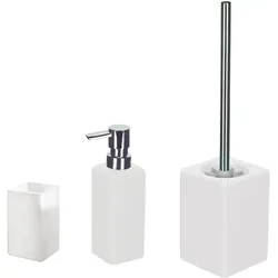 Badaccessoire-Set KLEINE WOLKE "Flash", weiß (schneeweiß), Stein, Badaccessoires-Sets