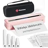 Phomemo M832 Thermodrucker A4, Tragbarer Drucker Kompatibel mit Phone und Laptop, Mobiler Drucker A4 für Unterwegs, Büro, Schule, Zuhause, mit Tragetasche und 4 Rollen Thermopapier, Rosa