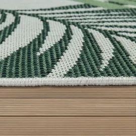 Paco Home In- Outdoor Teppich Flachgewebe Jungel Gecarvtes Florales Palmen Design grün, Grösse:Ø 200 cm Rund