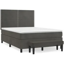 vidaXL Boxspringbett 140 x 200 cm Dunkelgrau