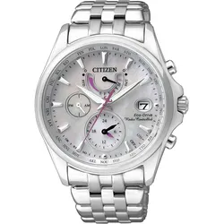 Funk-Multifunktionsuhr CITIZEN "FC0010-55D", silber (silberfarben), Armbanduhren, Damen, Armbanduhr, Damenuhr, Solar, Edelstahlarmband, bis 10 bar wasserdicht