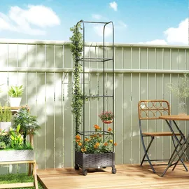 Outsunny Hochbeet mit Rankgitter 40 x 40 x 185 cm Schwarz
