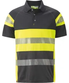 Holex Warnschutz Polo-Shirt, grau / gelb, Unisex-Größe: S
