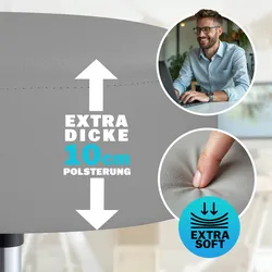 CASARIA® Drehhocker Höhenverstellbar Dicke Polsterung Grau