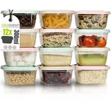 idea-station Vorratsdosen mit Deckel 12 x 300 ml - pastell - stapelbares Frischhaltedosen Set - perfekt als Snackbox für Kinder oder Gefrierdosen einsetzbar