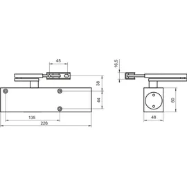 GEZE TS 2000 V Türschließer inkl. Standardgestänge, silber