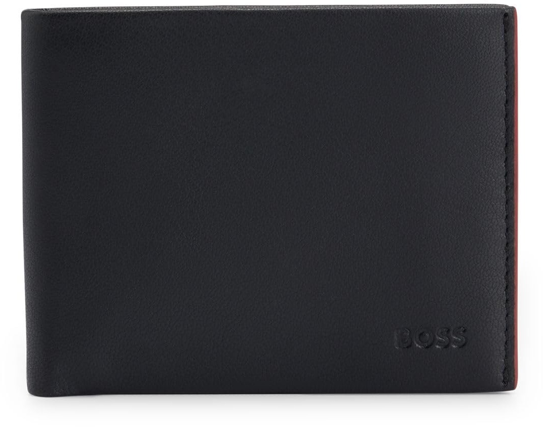 BOSS Herren Argon 6CC Geldbörse aus Leder mit Logo-Prägung und sechs Kartenfächern Schwarz Stck