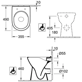Villeroy & Boch ViCare Stand-WC mit WC-Sitz Weiß CeramicPlus