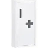 OKWISH Medizinschrank Wandmontage Weiß 30x12x60 cm mit Magnetverschluss und 3 Fächern, Stahlkorpus mit Lackierung, platzsparender Hängeschrank
